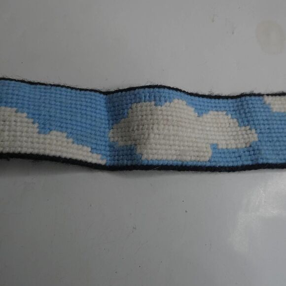 Vintage Handmade Belt Hippie Boho Rainbow Sun Clouds Sky Needlepoint Metal - Picture 3 of 9